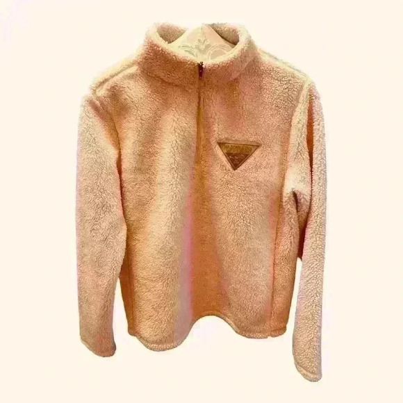 Madonna Inn Women's Vintage Pink Sherpa Quarter Zip Pullover Jacket M - Picture 1 of 11